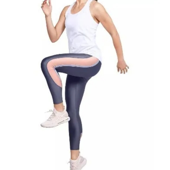 UNDER ARMOUR WOMEN'S HEATGEAR SRTIPE ANKLE CROP BLUE/PEACH SIZE XS #1359341-NWT - Picture 2 of 6